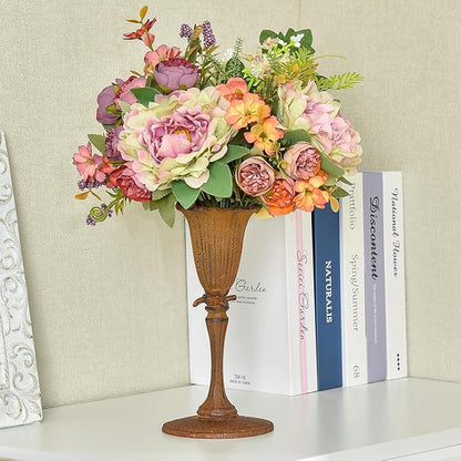 Sungmor Cast Iron Tabletop Flower Vase, Vintage Pretty Tulip Design, 8.6" Tall Decorative Centerpieces Flower Stand, Artificial Flower Arrangements Home Decor for Ceremony Birthday Holiday Event Party