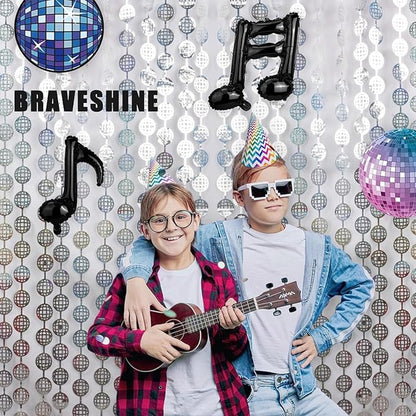 BRAVESHINE Hanging Balls Party Streamers Backdrop - 2 Pack Silver Tinsel Foil Fringe Curtains for Christmas/70s/80s/90s/Discoball/Birthdays/Bachelorette/Engagement/Music/Dance/New Years Decorations