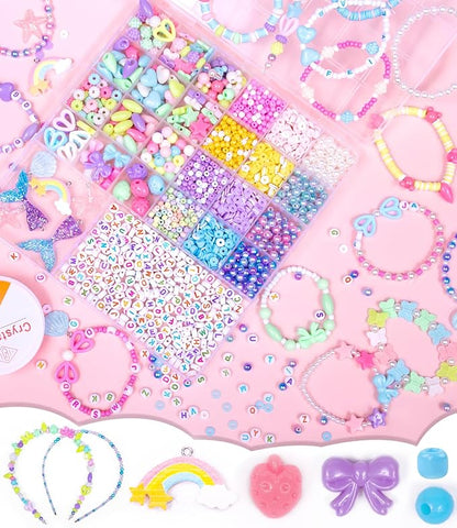 MiuCo Bracelet Making Kit for Girls - Cute Beads for Jewelry Making Kit with Charms - Arts and Crafts for Make Necklaces - Birthday Gifts for Kids Girls Ages 5 6 7 8 9 10 11 12 Macarons