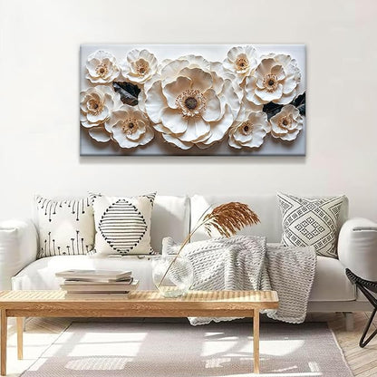 Canvas Art Wall Decor Modern Minimalist Flower Wall Decor Paintings White Flower Art Prints Floral Wall Art Pictures For Bedroom Kitchen Office Decoration 20" × 40"