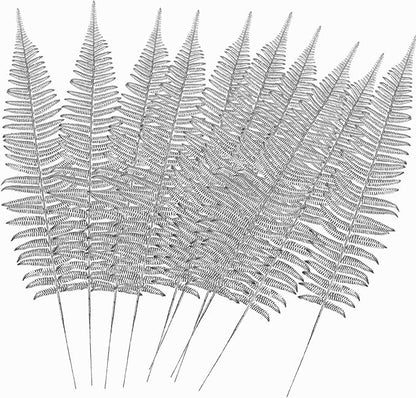 CATTREE Artificial Silver Plants Tall Fern Leaves 23" 10 Pack, Fake Boston Ferns Plant Decorations Plastic Faux Foliage Shrubs Large Leaf for Party Wedding Table Centerpiece Bouquet DIY Silvery Décor