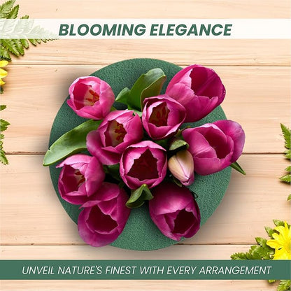 Lageza Pack of 6 Round Floral Foam Blocks (4.5” X1.5”) Dry & Wet Green Flower Foam Blocks for Fresh & Artificial Flower Arrangements, Party Decorations, Florist Supplies (Size: 4.5 Inch)