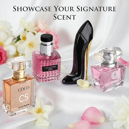 Essential 4 PC Mini Perfume Set, Birthday Gift Set for Women, Eau De Parfum 30ml Each, Vanilla Perfume & Floral Fragrance, Long-Lasting Travel Size, C5, Verse Pink Crystal, Nice Girl & Valentine