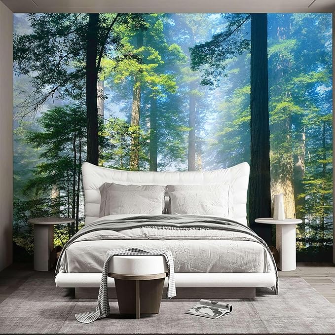 Forest Landscape Wall murals Woodland Tree Peel and Stick Wallpaper for Bedroom Living Room - 108"x157"