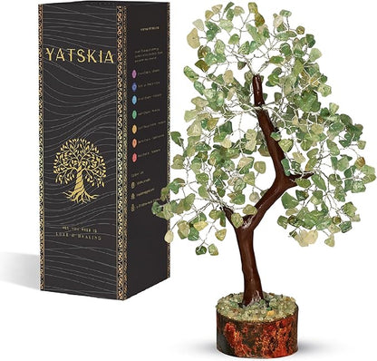 YATSKIA Green Jade Stone - Artificial Trees, Bonzai Tree, Green Jade, Healing Stone, Crystals Tree, Crystal Tree of Life, Crystal Items for Gift