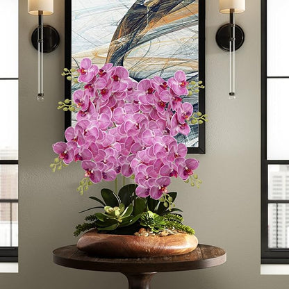 30 Inch Fuchsia Orchids Artificial Flowers Real Touch Phalaenopsis Spray Artificial Orchid Stems with 12 Flowers Fake Moth Tall Faux Flowers Arrangement for Home Decor, Party Wedding Decoration