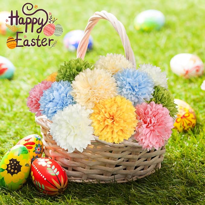 Tinsow 12 pcs Artificial Flowers Easter Faux Ball Chrysanthemum Bouquet Flowers Wedding Bouquet for Spring Home Garden Party Wedding Decoration (Mixed Color)