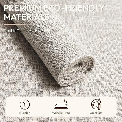 Blue Forest Placemats Set of 8, Dual-Layered Thickened Faux Linen Cloth Place Mats Heat Resistant Machine Washable Wrinkle Free Table Mats Indoor/Outdoor (Cream Beige)