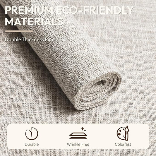 Blue Forest Placemats Set of 8, Dual-Layered Thickened Faux Linen Cloth Place Mats Heat Resistant Machine Washable Wrinkle Free Table Mats Indoor/Outdoor (Cream Beige)