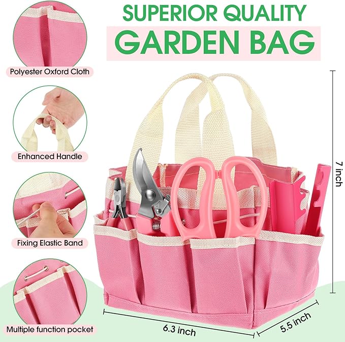 WILLBOND 207 Pcs Flower Arrangement Supplies Christmas Pink Florist Garden Tools Gift Kit for Women Include Bag Thorn Remover Rose Stripper Outdoor Hand Tools Stem Pruning Shear Gloves Stem Wire Etc