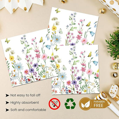 40 Pcs Wildflower Plates and Napkins Party Supplies, Floral Paper Plates Napkins Wildflower Baby Shower Decorations Tableware for Spring Summer Picnic Wedding Birthday Tea Party Serves 20