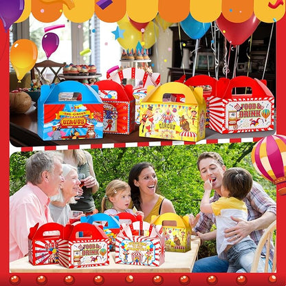 24 Pcs Halloween Circus Carnival Party Favors Boxes Goodie Candy Treat Gift Boxes with Handles Halloween Candy Containers for Circus Carnival Theme Party Decorations Birthday Gift Wrapping