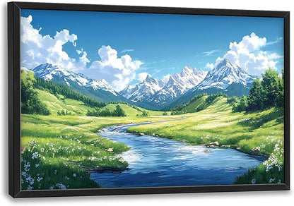 Mountain River Large Wall Art Framed Nature Scenery Wall Decor for Living Room Mountain Landscape Pictures Oversized Canvas Print Painting Modern Extra Large Framed Artwork for Bedroom Office 36"x24"