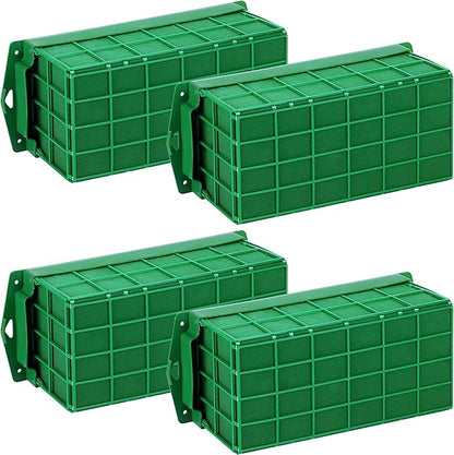 4 Packs Floral Foam Cage Rectangle Flower Cage Holders with Floral Foam Flower Arrangement Supplies for Fresh Flowers, Home Wedding Decorations, 11.8 x 4.3 x 3.1 Inches