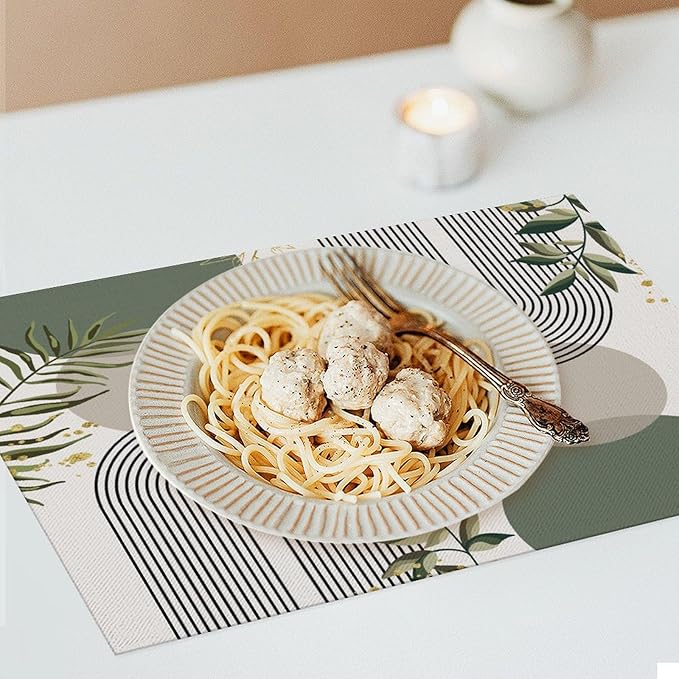 Boho Leaves Placemats Set of 6,Wildflower Summer Table Mats for Party Kitchen Dining Decoration 12x18 Inch 6 PCS, Style-12