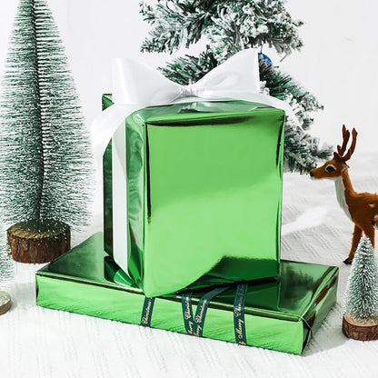 NESCCI Light Green Metallic Wrapping Paper, Solid Color Paper,Gift Wrapping Paper,Perfect for Wedding,Valentine's Day,Birthday, Christmas,Baby Shower,DIY Bouquet (17.5 Inches X 32.8 Feet)