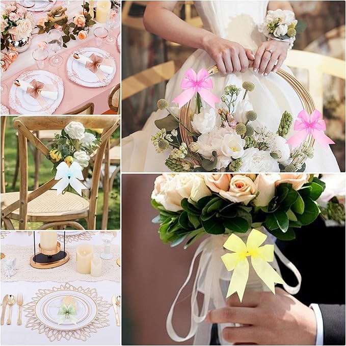 1-1/2 Inch x 50 Yards Sheer Organza Ribbon Chiffon Ribbon for Gift Wedding Flower Bouquet Wrapping Decorations Crafts (Yellow)