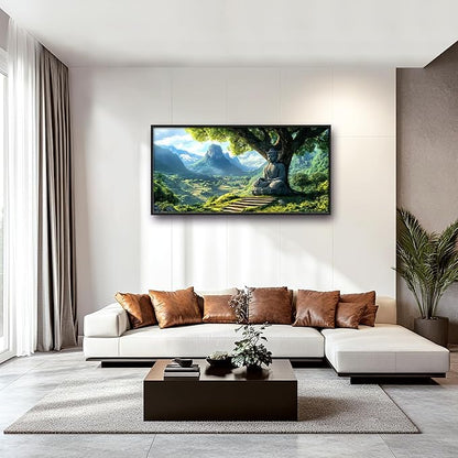 Buddha Large Wall Art Framed Wall Decor for Living Room Mountains Pictures Oversized Canvas Print Painting Modern Extra Large Artwork for Bedroom Office 60"x30"