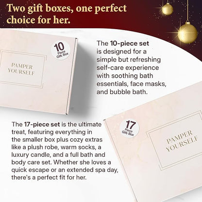 17-Piece Luxury Gift Set with Robe | Complete INFUSÉ White Tea & Coconut Bath Collection | Self-Care Kit with Bath Bombs, Face Masks & Hair Care | Bridesmaid, Mom, Wife, Grandma or Loved Ones