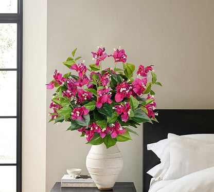 Hollyone 2Pcs Bougainvillea Artificial Flowers Bouquets Red Fake Flower Silk Flowers with Long Stem Floral Arrangements Faux Bougainvillea Flower Plant for DIY Wedding Party Centerpieces Home Decor