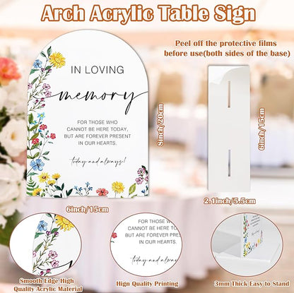Acrylic Wedding Signs In Loving Memory Sign for Reception, 6x8" Floral Themed Arch Acrylic Memorial Table Decor, Love Is Bloom & Baby In Bloom Decorations for Baby Shower Bridal Shower Engagement
