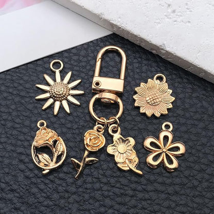 WOCRAFT 60pcs KC Gold Flowers Charms Bracelet Charms for Jewelry Making Sets DIY Necklace Bracelet Keychain Crafting Charms Kit Craft Supplies (SN878)
