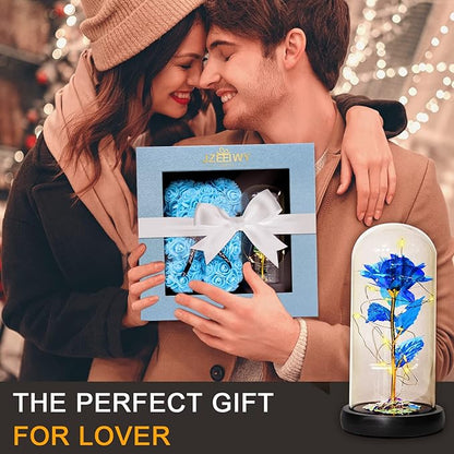 Flower Rose Bear for Mom,Perfect Birthday Romantic Gift for Wife Daughter Girlfriend Friend Her,Light up Rose in Glass Dome for Birthday Anniversary Mothers Day Valentines Day