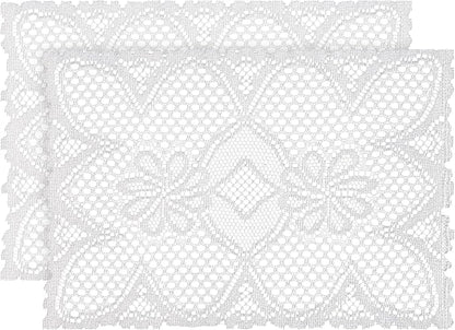 Jayla 2 Pcs Rectangle Lace Placemats for Tables Embroidered Lace Tablemats Vintage Crochet Floral Table Runner Vintage Wedding, Tea Party Decor,12x17 Inch
