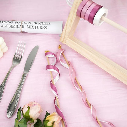 Dusty Rose Ribbon 3/8 Inch Thin Dusty Pink Satin Ribbon 5 Rolls Assortment Rose Pink Ribbon for Wedding Mauve Ribbon for Gift Wrapping Baby Shower Invitation Card Crafts - 50Yards