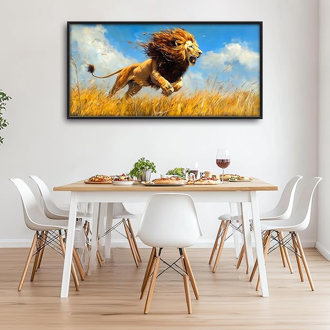 Lion Large Decor Wall Art Framed Pictures for Living Room, Animal Oversized Canvas Print Painting Modern Extra Large Framed Artwork for Bedroom Office Home Decor 60"x30"