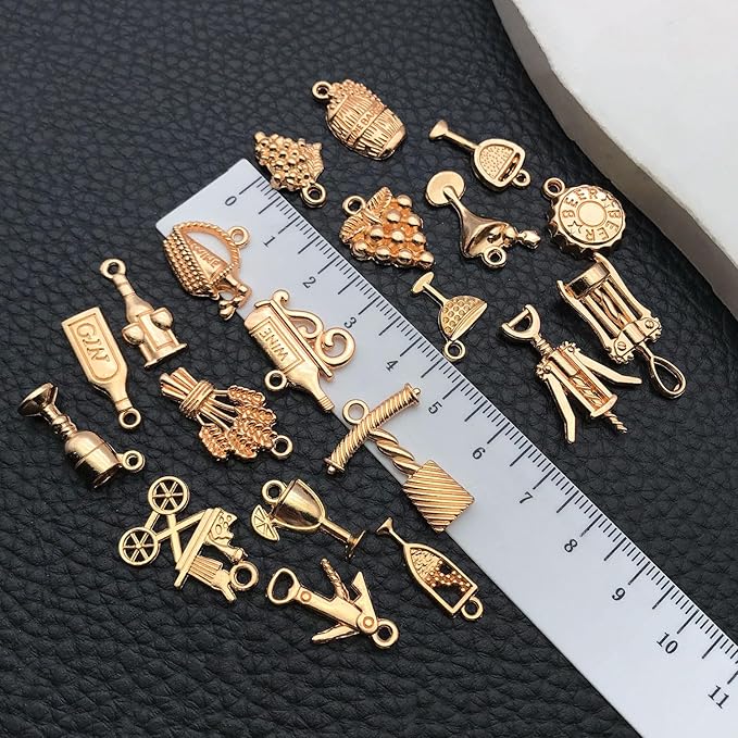 WOCRAFT 60pcs KC Gold Wine Charms Bracelet Charms for Jewelry Making Sets DIY Necklace Bracelet Keychain Crafting Charms Kit Craft Supplies (SN872)