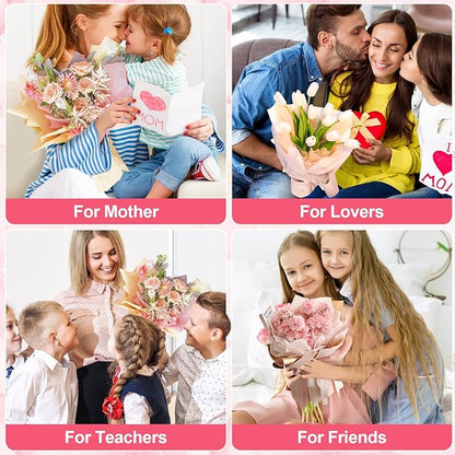 VinTS 48 Sheets 23.6x23.6in Cotton Wrapping Flower Lining Paper,Korean Style Of Waterproof Floral Bouquet Lining Paper Withdrawable Pleated Wrapping Paper Gift Packaging Paper,6 Colors
