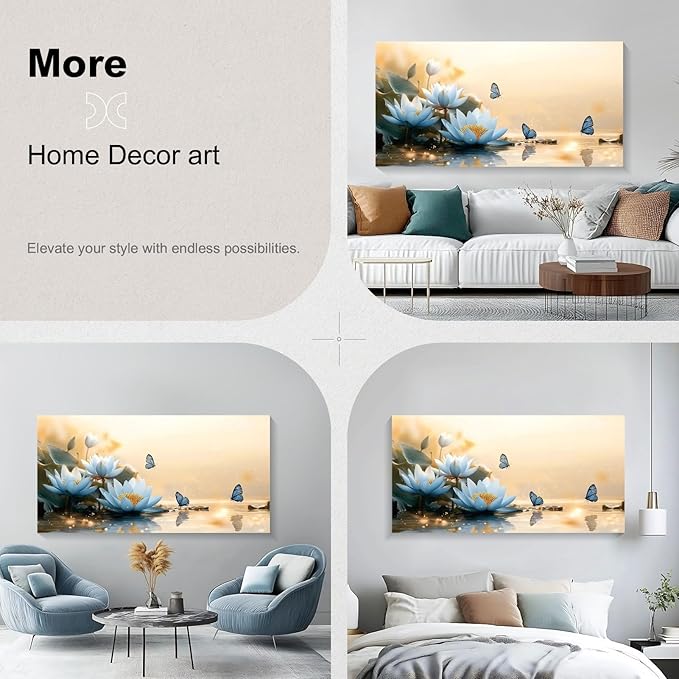 Iallbin Zen Stone Wall Art & Zen Wall Decor, sense of peace and natural beauty -for Yoga Meditation Room, Spa & Bathroom, Soft Hazy Dawn Art Deco Style, Ready to Hang, 48x24 Inches