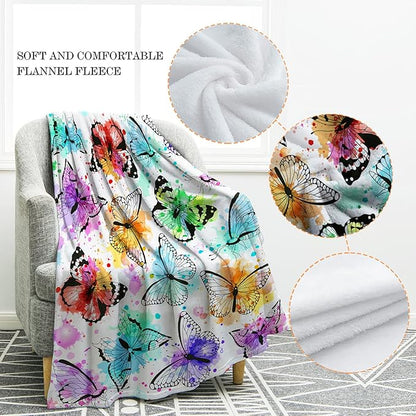 Jekeno Butterfly Throw Blanket Gifts for Women Girls, Christmas Birthday Valentines Butterfly Gifts for Butterflies Lovers Adult Kids, Colorful Blanket Decor for Home Bed Couch