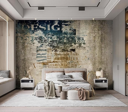 Eierme-Grunge Background with Text Mural Wallpaper Peel and Stick 160" x 114"