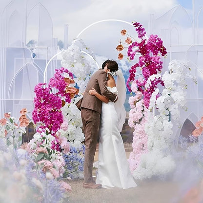 Asee'm White Metal Wedding Arch Stand (7.2FT,6FT) Set of 2 Arched Backdrop Frame for Ceremony Parties Birthday Baby Shower Garden Decoration