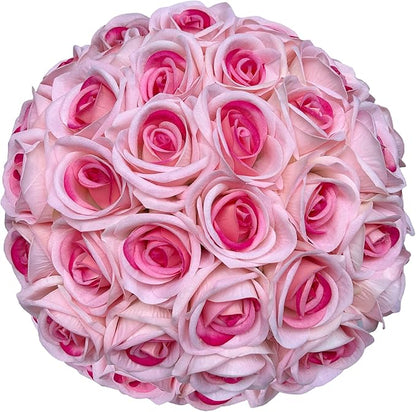 FagusHome 30 Pcs Silk Rose Artificial Flowers Roses Bulk Bouquet Fake Flowers Rose Heads with Stems for Home Wedding Decor (Pink)