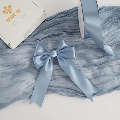 MEEDEE Dusty Blue Satin Ribbon 1-1/2 Inch Dusty Blue Ribbon Lux Double Faced Satin Ribbons by 50 Yards Polyester Satin Ribbons for Crafts, Weddings, Flower Bouquet, Holiday Decorating
