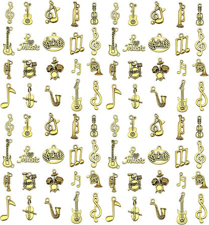 WOCRAFT 60pcs Antique Gold Music Bracelet Charms for Jewelry Making Sets DIY Necklace Bracelet Keychain Crafting Charms Kit Craft Supplies (SN894)