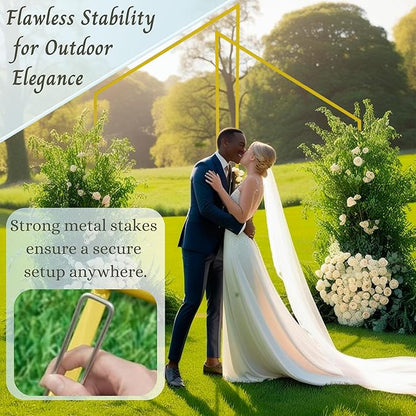 Wedding Arch Backdrop Stand for Parties Set of 2, 7FT/6.7FT Gold Wedding Arches for Ceremony - Reusable Metal Square Balloon Arch Frame for Birthday Party Bridal Baby Shower Graduation Decoration