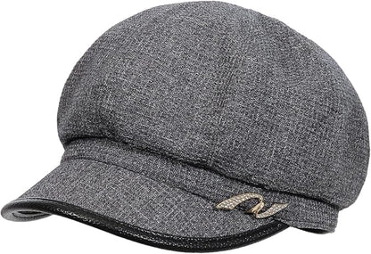 Women Retro Classic Visor Newsboy Cabbie Cap Beret Hats with Flower Buckle for Woman Ladies