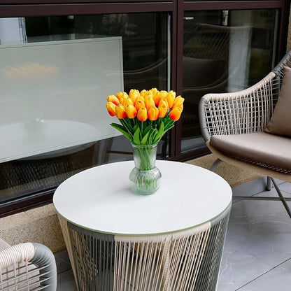 36 PCS Orange Tulips Artificial Flowers 13" PU Fake Flowers for Wedding Home Decor(Orange)