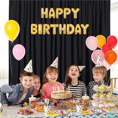 10 x 10 Feet Black A Backdrop Curtain for Partie, Background Curtains for Photoshoot, Birthday, Wedding, Halloween, Thanksgiving, Christmas, New Year Party Decorations 5Ft x 10Ft, 2 Panels
