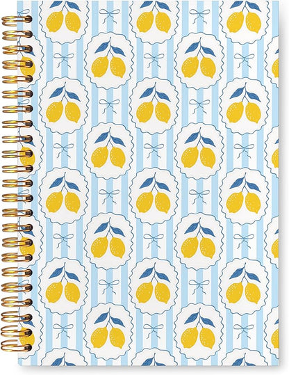 VIIJJUE Lemon Notebook Journal Gifts, Blue and White Lemon Hardcover Spiral Journal 5.5x8.3 Inch