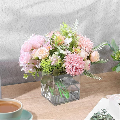 4Pcs Clear Acrylic Flower Vase 6 x 6 x 6Inch Square Flower Vase Clear Cube Flowers Vases for Wedding Centerpieces, Party, Home Office Decoration
