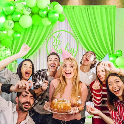 10 x 10 Feet Light Green A Backdrop Curtain for Partie, Background Curtains for Photoshoot, Birthday, Wedding, Halloween, Thanksgiving, Christmas, New Year Party Decorations 5Ft x 10Ft, 2 Panels