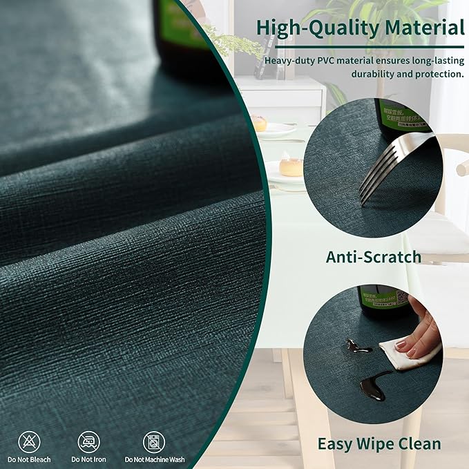 Square Table Cloth,100% Waterproof Tablecloth Oil Proof Spill Proof Vinyl Table Cloth, Wipe Clean Plastic Table Cover for Dining, Camping, Indoor and Outdoor 54" x 54",Navy Blue