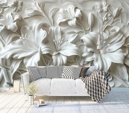 Cliouar-Plaster Floral Decorative Pattern Mural Wallpaper Peel and Stick 137" x 102"