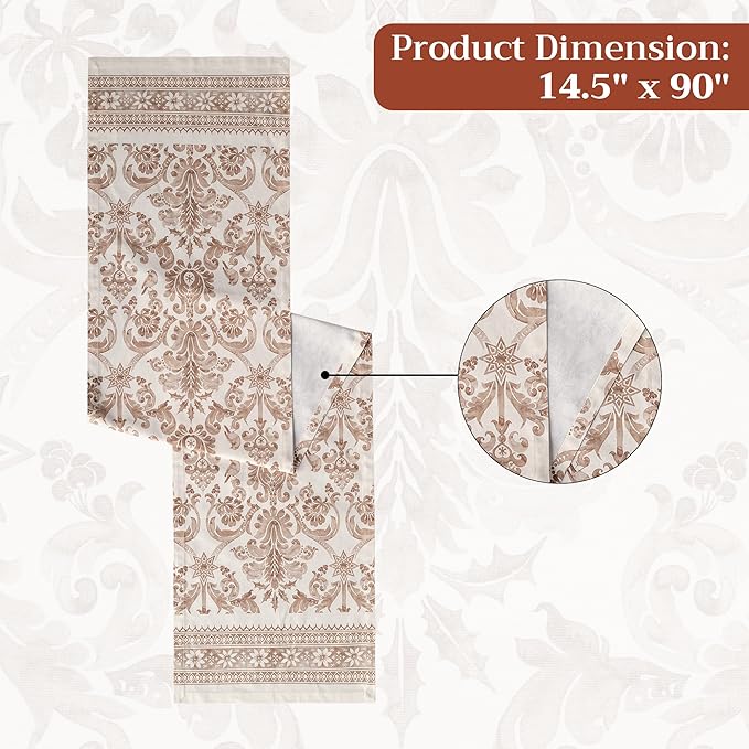 Maison d' Hermine Table Runner 100% Cotton Single Layer Table Runners 90 inches Long for Thanksgiving Christmas Decorations Home Kitchen Dining Party Wedding (Allure, 14.5" x 90")