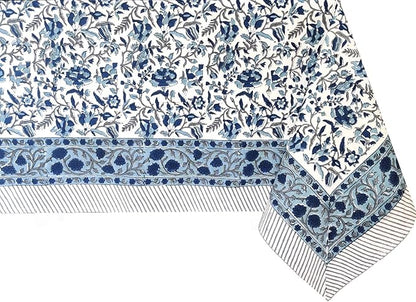 ATOSII Jodhpur 100% Cotton Square Tablecloth, Handblock Floral Print Linen Table Cloth for Kitchen I Dining Table I Tabletop I Parties I Wedding I Spring/Summer (60 X 60 Inches)